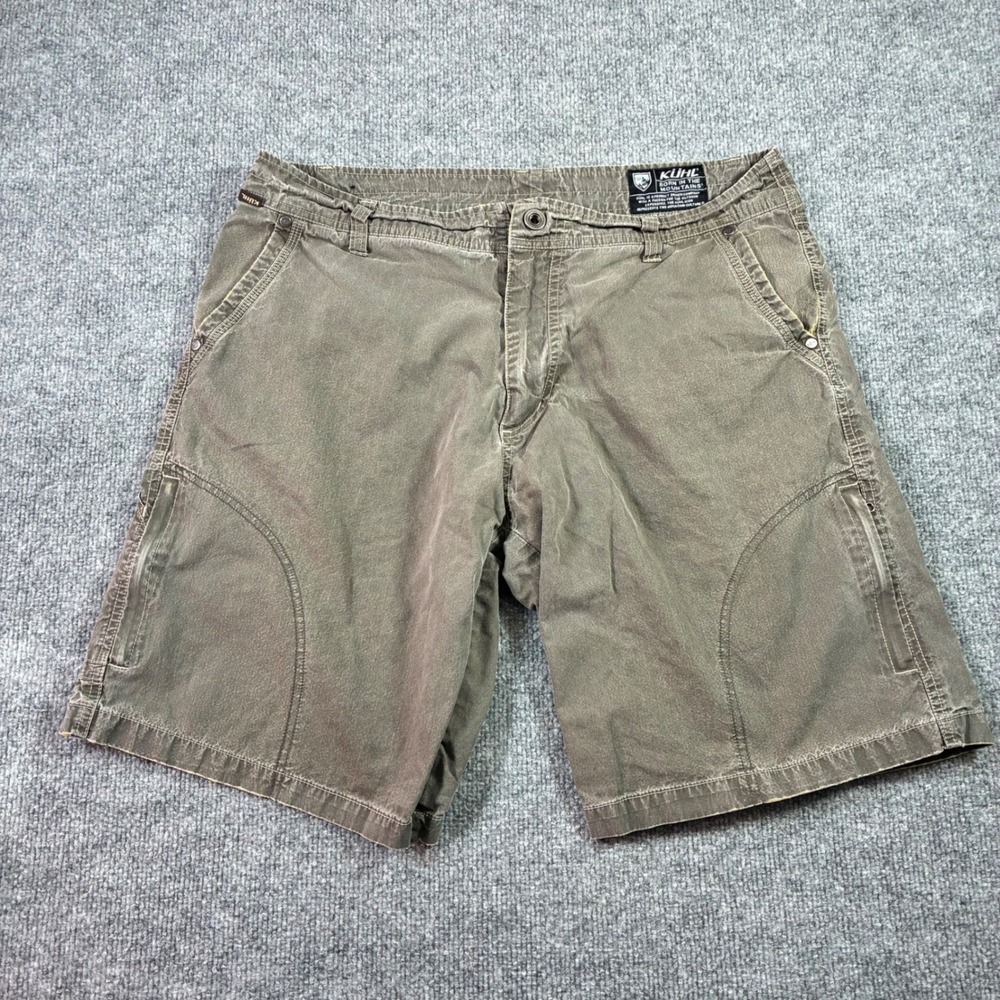 Kuhl Renegade Cargo Shorts Mens 36 Brown Hiking Outdoor Stretch Utility